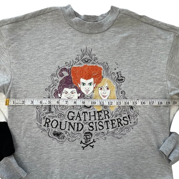 Disney Hocus Pocus Halloween Sweatshirt Gather Round Sisters Gray Juniors XS 1 - Picture 9 of 12